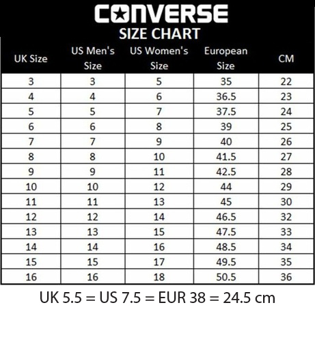 converse size chart